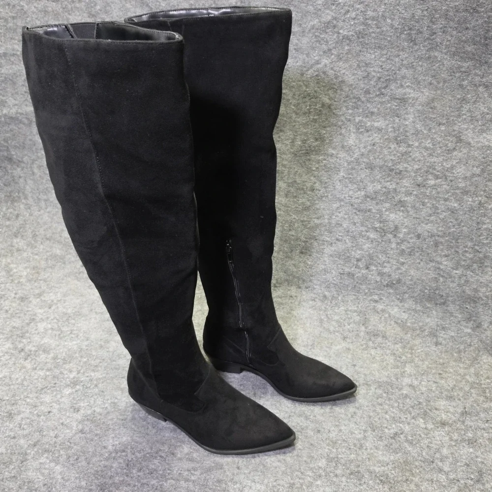 Rebecca Minkoff Womens Jenni Boot Faux Suede Black 6M Over The Knee Pointed Toe